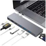 9820T 8 in 1 Dual TypeC Adapter for MacBook Pro 13''&15'',MacBook Air 2018 13" - Image 1
