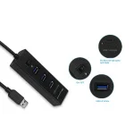 3 Port 3.0 USB Hub & Card Reader with Switch - White - Image 1