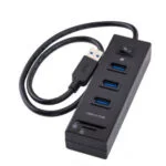 3 Port 3.0 USB Hub & Card Reader with Switch - White - Image 3