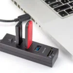 3 Port 3.0 USB Hub & Card Reader with Switch - White - Image 4