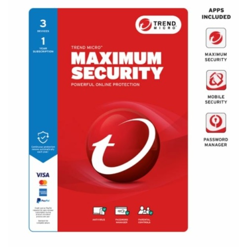TrendMicro 3 Devices Maximum Security 1Yr Retail Mini Box Auto Renew