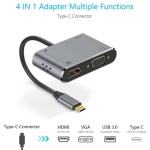 Intact 9837T - 4 in 1 USB-C Adapter  HDMI +VGA + USB3.0 + USB-C (PD) - Image 2