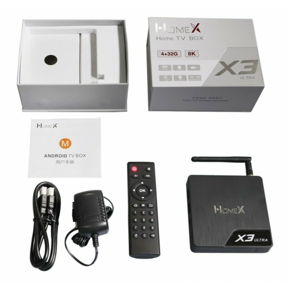 HomeX X3 Ultra Live Android TV WIFI Steaming BOX Black M&L Computers