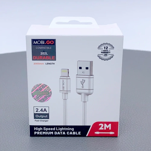 Mobigo Cable 2M 2.4A Fast Lightning USB 202L