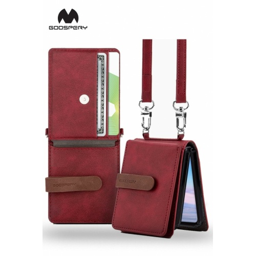 Samsung Galaxy Z Flip 5 Goospery Mercury Leather Strap Diary - Wine