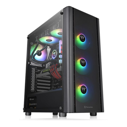 Thermaltake, V250, Mid-Tower, Tempered Glass, Drive Bays: 2x3.5"or 2x2.5"(Accessible), 2x2.5"(Hidden), Expansion Slot: 7, Motherboard Support: Mini-ITX/Micro-ATX/ATX, Pre-Installed Fan: 4x120mm, Black