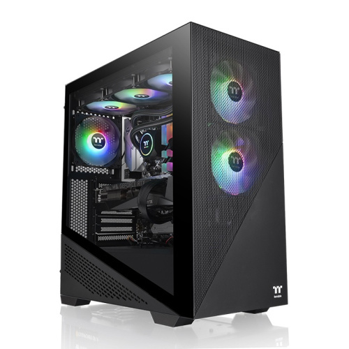 Thermaltake, Divider 370 TG ARGB, Mid-Tower, Tempered Glass, Drive Bays: 2x3.5”/2.5” or 4x2.5”, Expansion Slot: 7, Motherboard Support: Mini-ITX/Micro-ATX/ATX/E-ATX, Pre-Installed Fan: 3x120mm, Black