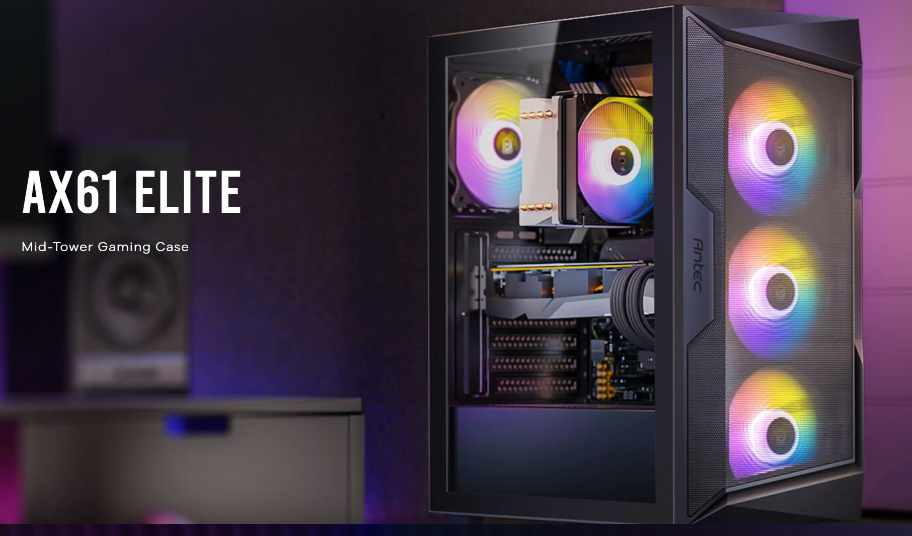 Antec AX61 Elite ATX, 4x ARGB 120mm Fans included, Up to 8x 120mm ...