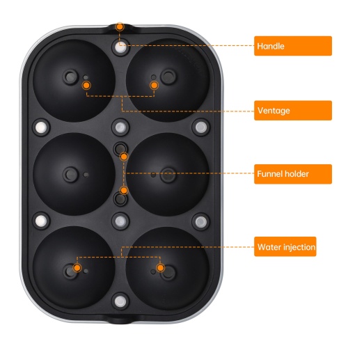 Ankway ASI009 2.5 inches Large Sphere Ice Tray/Ice Ball Maker Mold, 6 x grids