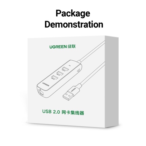 UGREEN 20984 USB 2.0 4 port Hub with 10/100 Mbps Ethernet Adapter