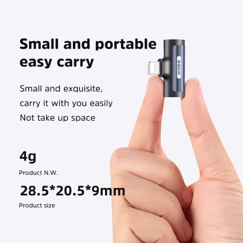 KIVEE AD10 Lightning to 3.5mm Audio + Charge Adapter- Black