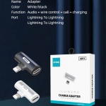 KIVEE AD11 Lightning to Dual Lightning+ Charge+Phone call Adapter- White - Image 2