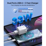 Choetech PD5006 GaN USB-A + USB-C Dual port PD PPS 33W wall charger - Image 5