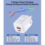 Choetech PD5006 GaN USB-A + USB-C Dual port PD PPS 33W wall charger - Image 2