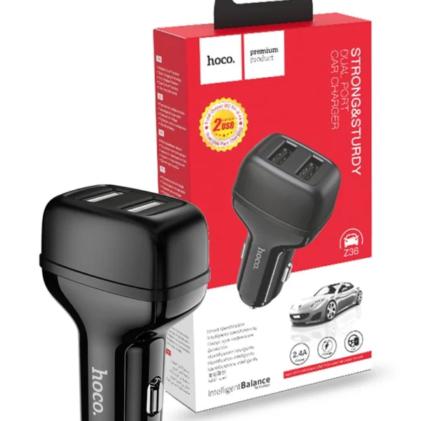 Hoco Z36 Dual USB-A Fast Charger - Black