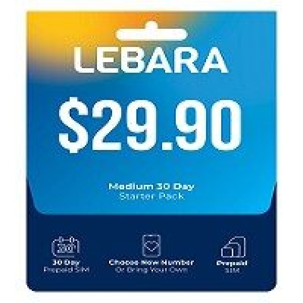 Lebara $29.90 30 Days Plan - $10