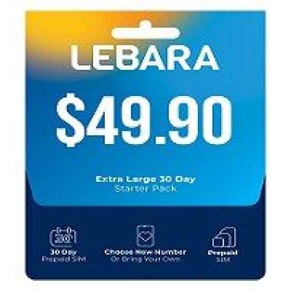 Lebara $49.90 30 Days Plan - $15