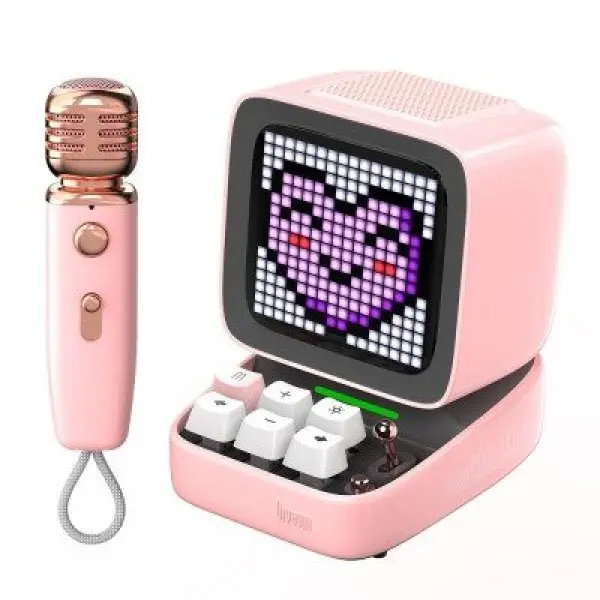 Divoom Ditoo-Mic Mini Karaoke Machine Pixel Art Pink