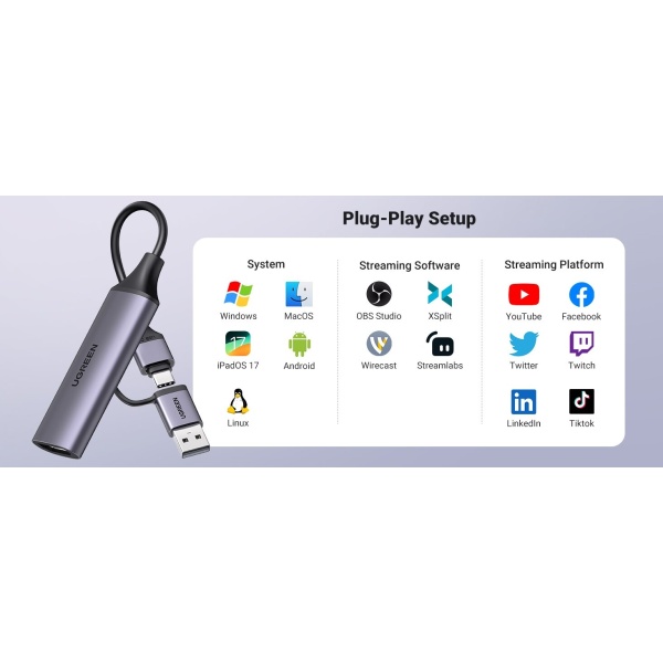 UGREEN 25854 HD USB Video Capture Card Full HD